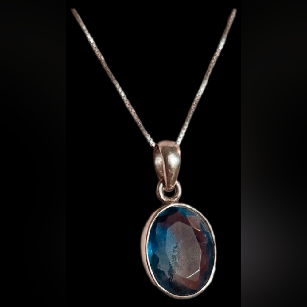 Blue Fluorite Pendant Necklace